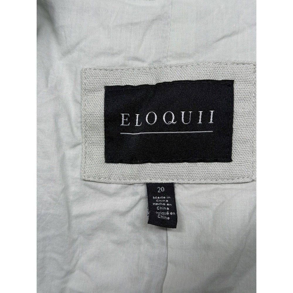 Eloquii Jacket Womens 20 Green Graphic Artsy Whimsical Boho Linen Blend Teacher - Picture 6 of 11